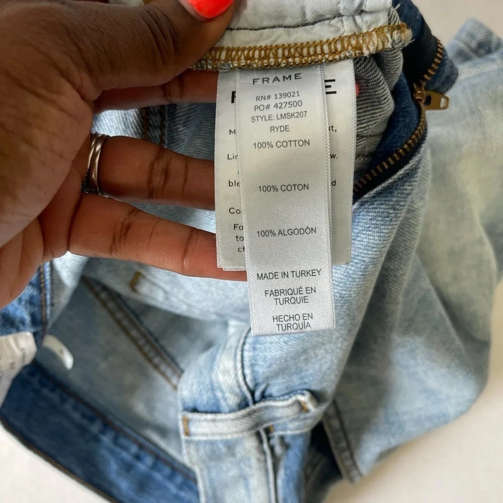 Frame Le Mini Ryde Wash Distressed Denim Skirt - Picture 12 of 15